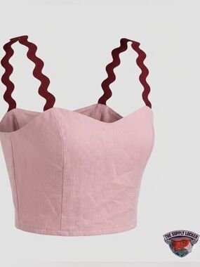 NWT Thirty Thirty Pink Crop Top Women’s Medium Ric Rac Strap Bustier